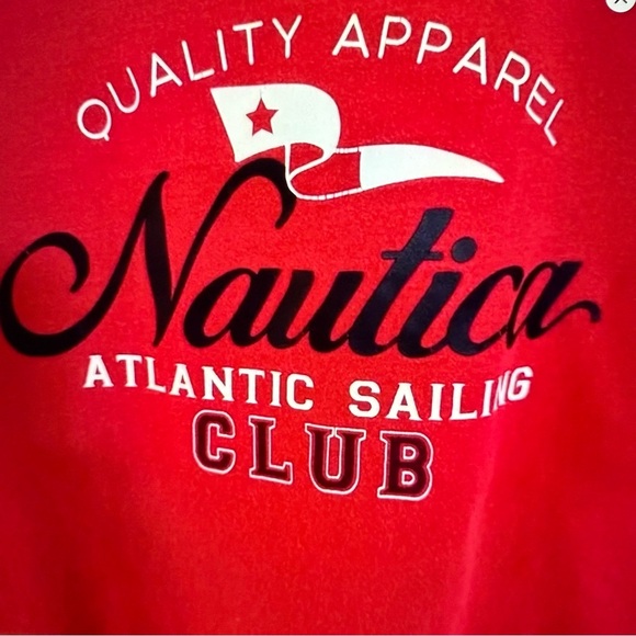 Nautica Red Short Sleeve Tee Classic Crew Neck - Picture 3 of 6